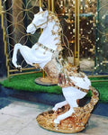 White and Gold Decorative Horse Statue 21 inch - Luxury Home Decor