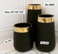 Black and Gold Luxury Plastic Planter set in 3 sizes 18 inch 26 inch and 33 inch