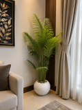 Areca Palm 72 inch artificial plant in white fiber pot placed in a luxury living room corner