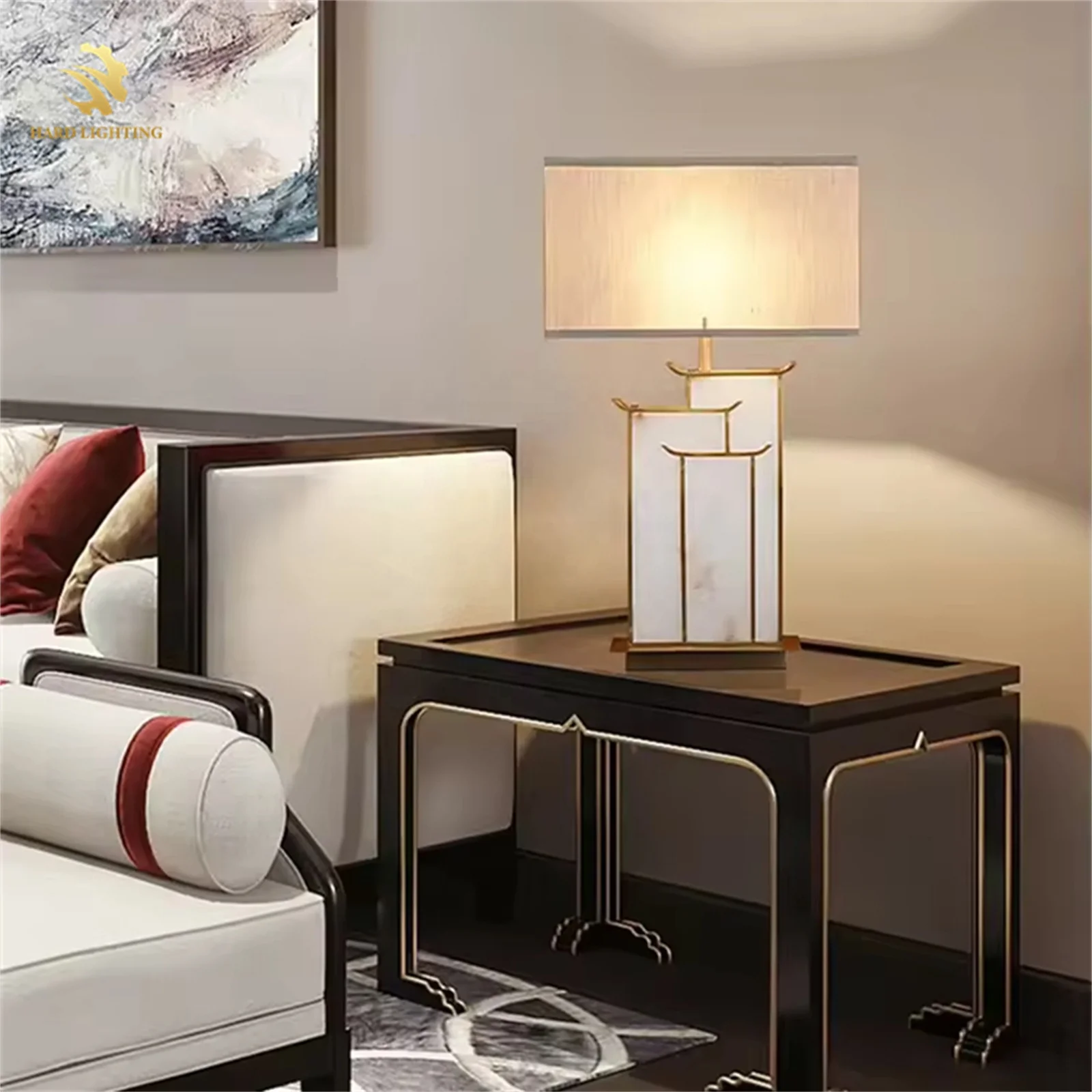 Brass Marble Table Lamp 24 inch