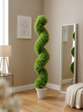 Artificial Spiral Topiary Plant 60 Inch in a modern living room setting