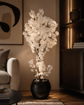 72 inch artificial white blossom plant with black pot for indoor home decor