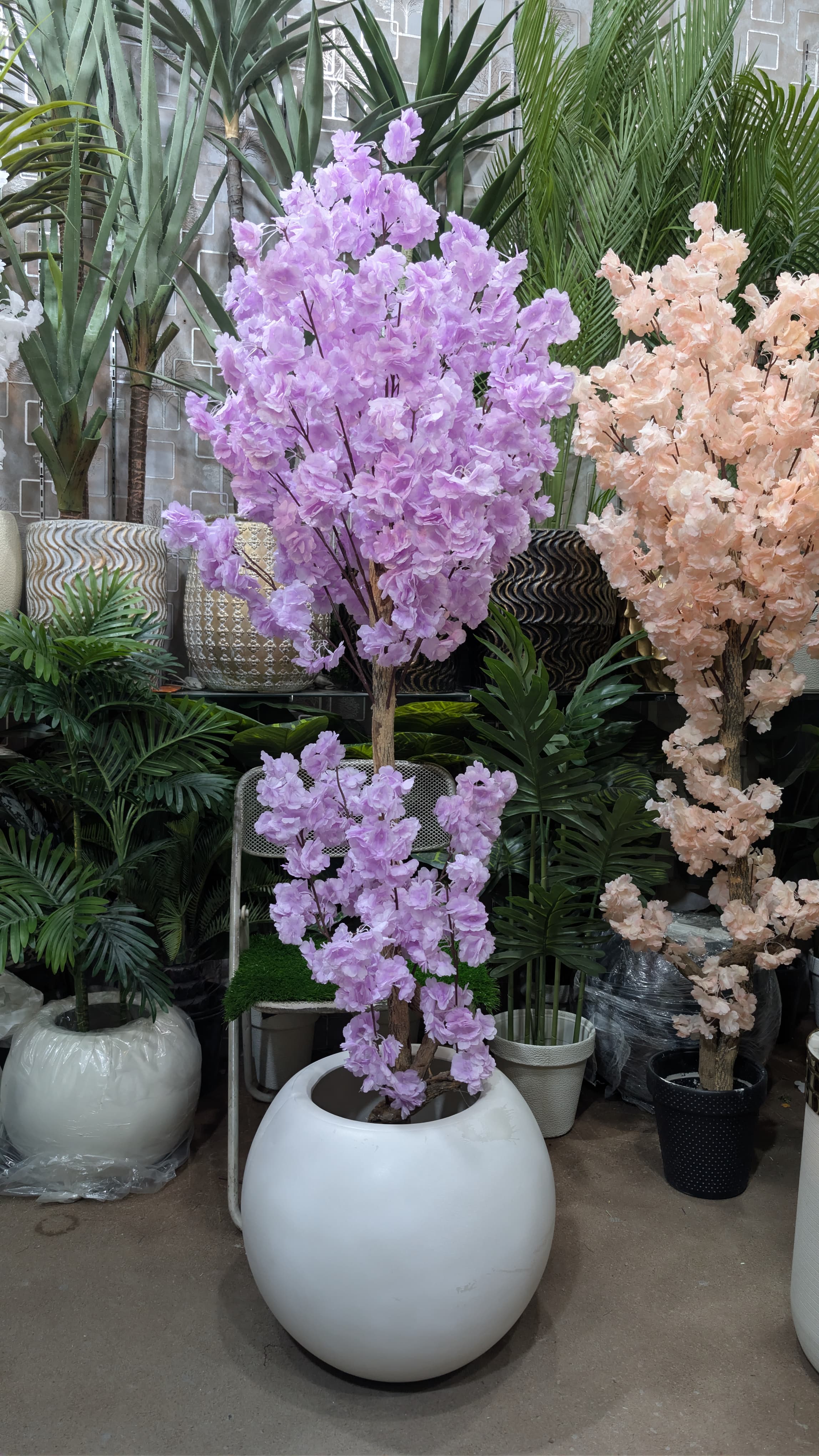 Artificial Blossom Plant Lavender in Round White Pot