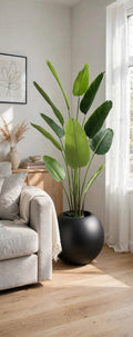 Artificial Banana Plant 72 Inch with Black Round Pot in Living Room