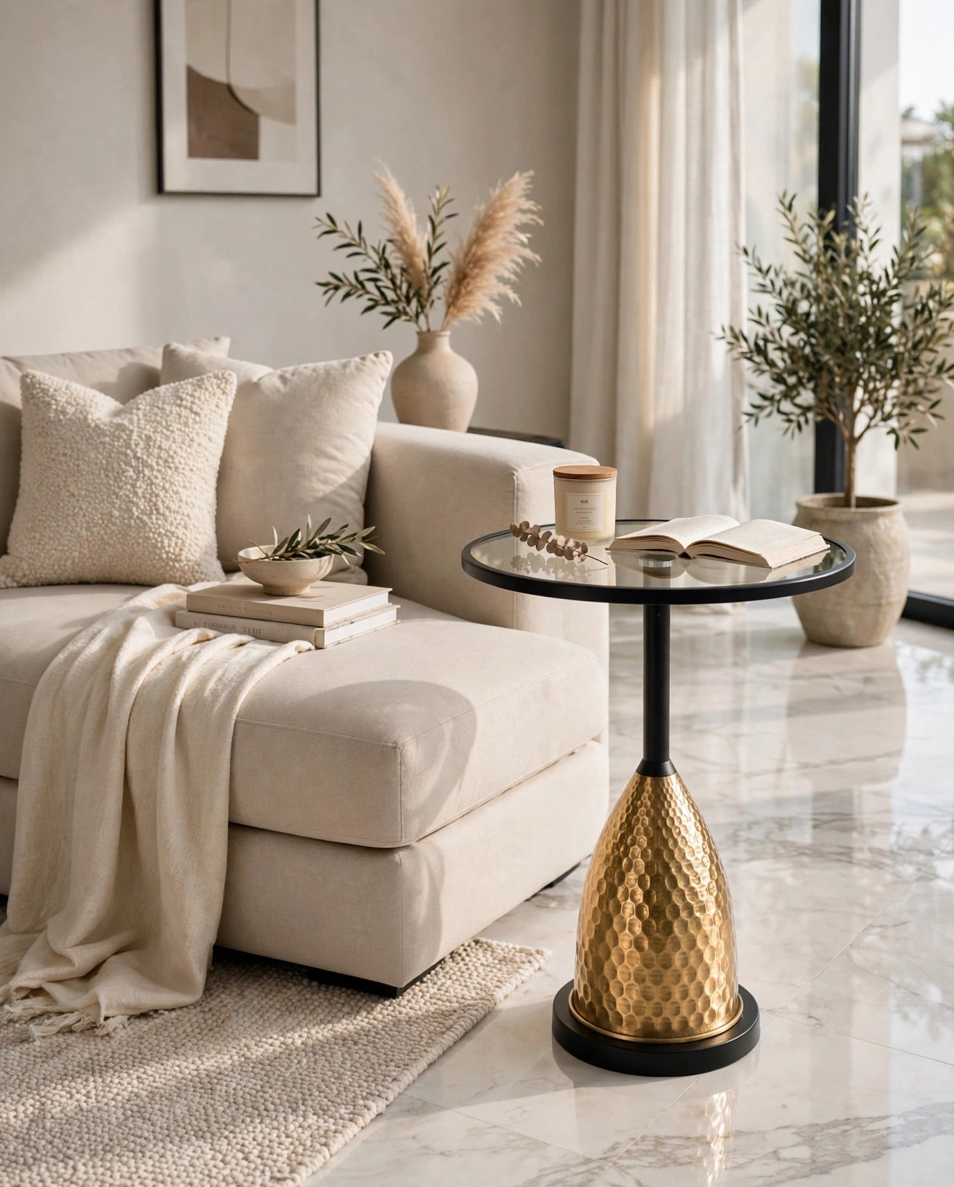 Hammered Gold Side Table - View 3