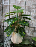 Artificial Monstera plant in white geometric pot – 30 inch