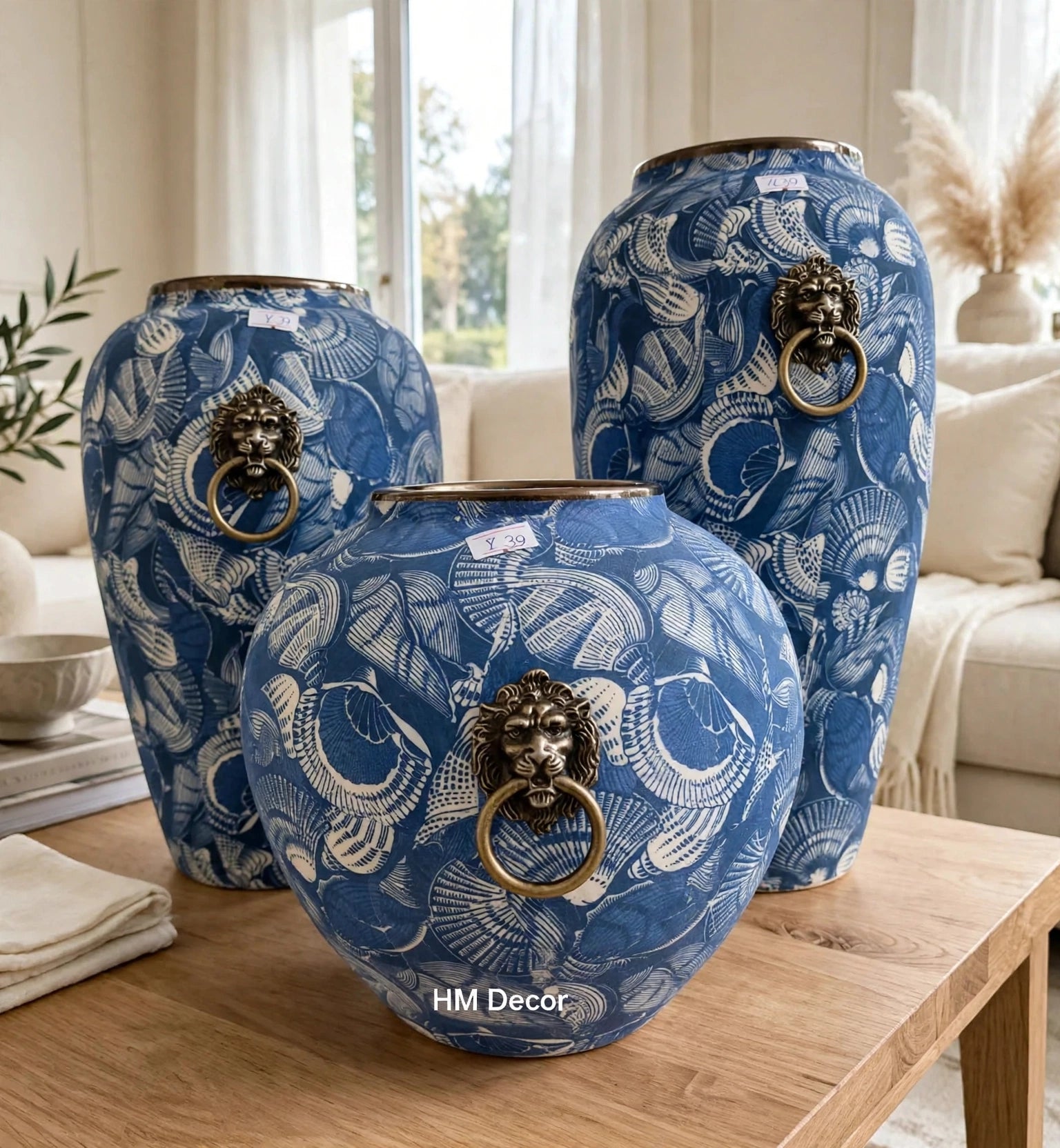 Lion Ring Ceramic Vase Set of 3 | Luxury Home Decor