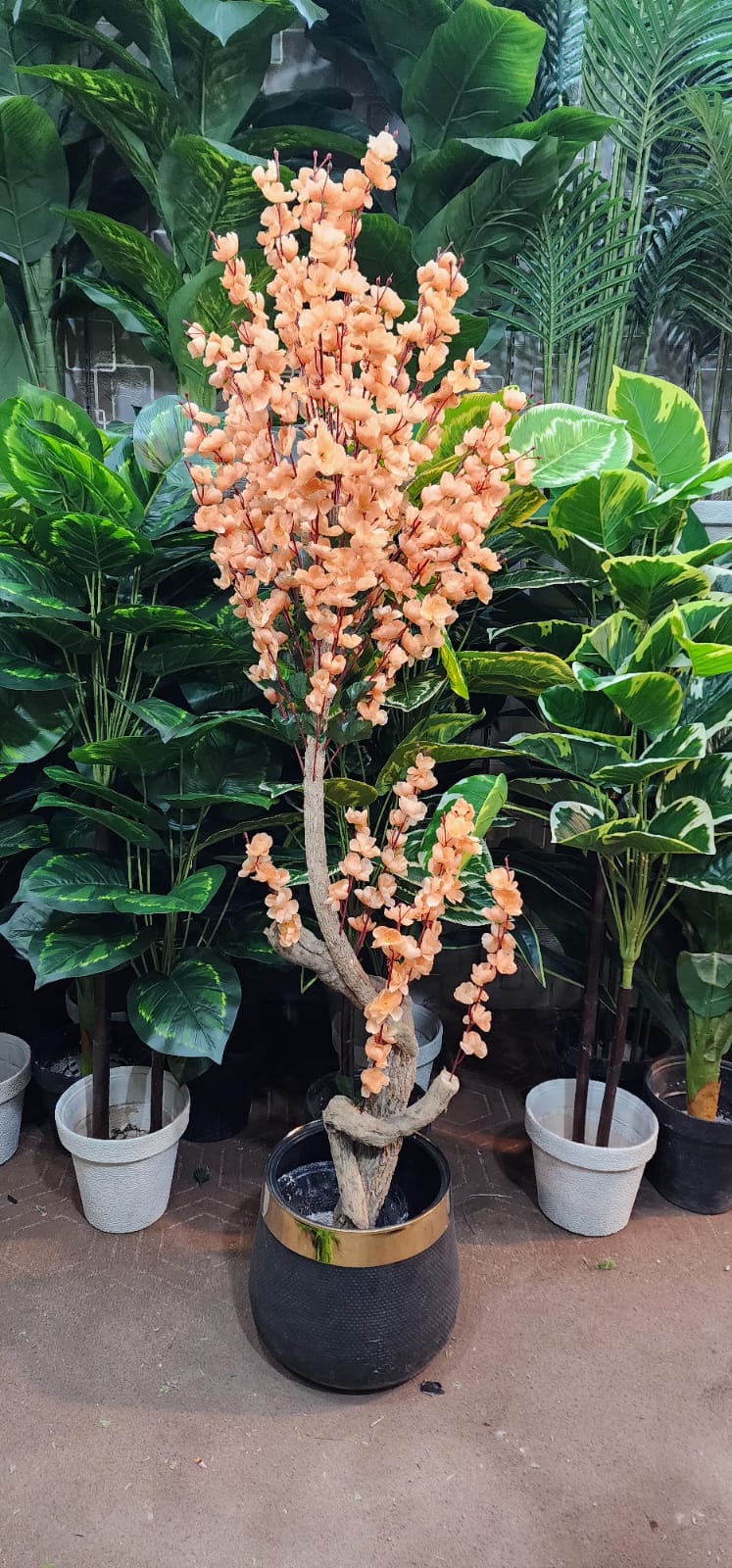 Artificial Purple Blossom Tree 60 inch with Black Gold Pot