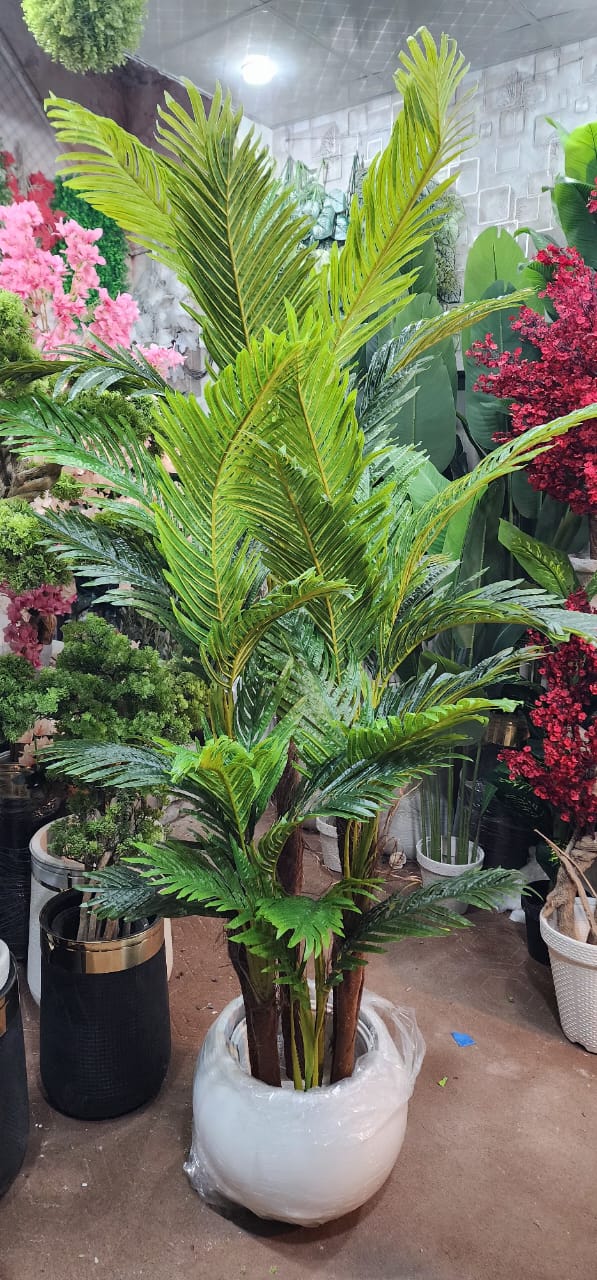 Artificial Areca Palm Plant 84 inch in white pot