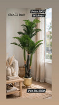 72 inch artificial Areca Palm Tree in gold pot displayed in modern living room – HM Decor