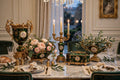 Royal Emerald and Gold 5 Piece Luxury Decorative Table Set with candelabra, ornate vases and keepsake box