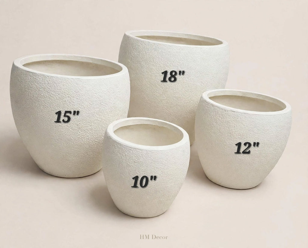 Black textured round planter set – 10 12 15 18 inch sizes