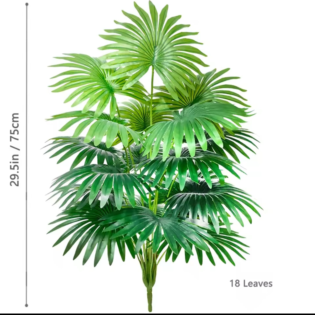 Artificial Fan Palm Plant 29.5 inch 18 leaves size reference