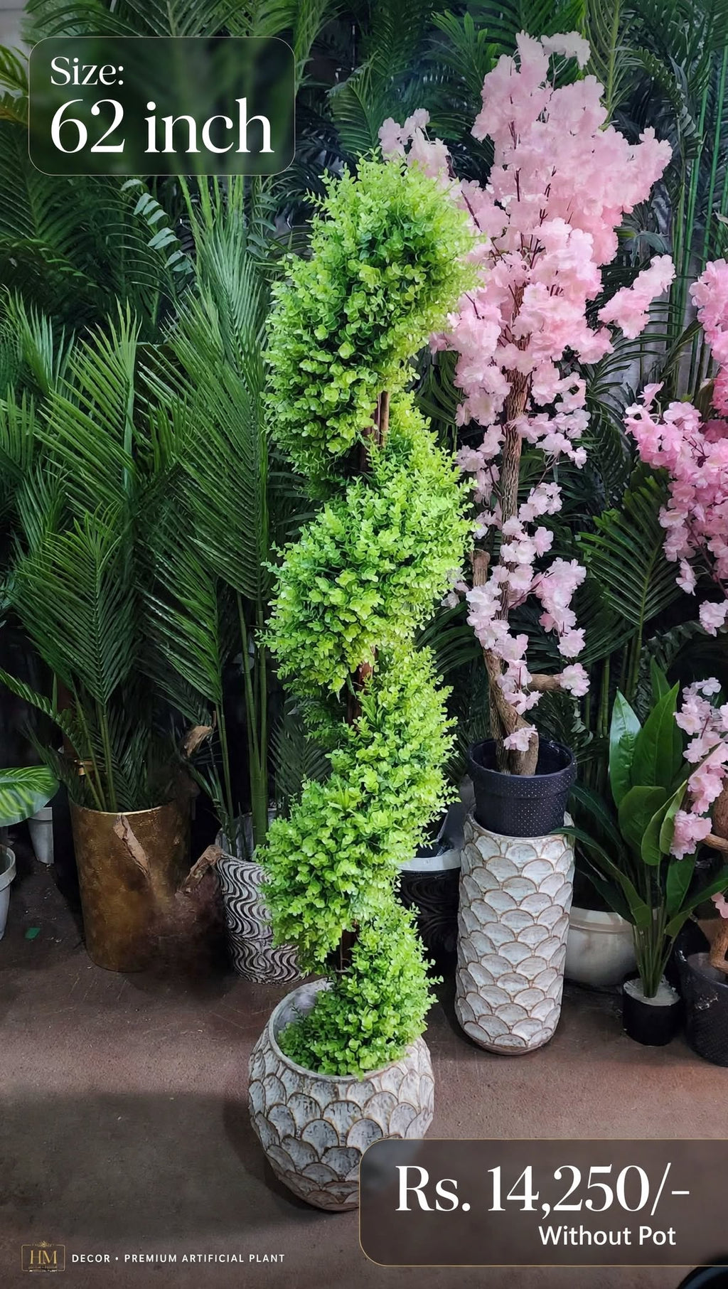 Artificial Spiral Topiary Tree – 62 Inch | Premium Faux Boxwood Plant