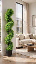 Artificial Spiral Topiary Tree – 62 Inch | Premium Faux Boxwood Plant