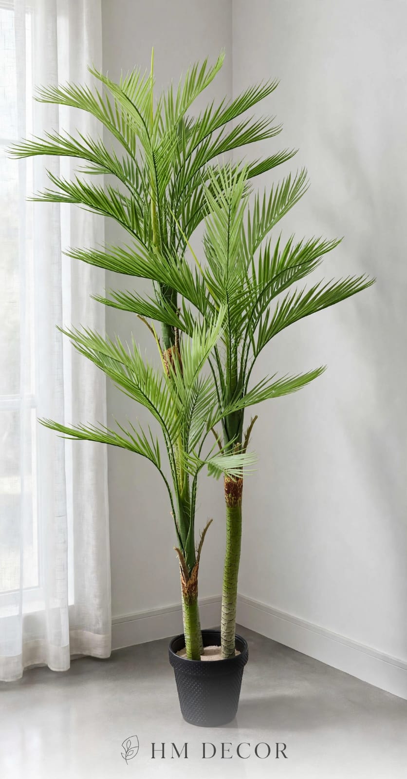 Artificial Areca Palm Tree 74 Inch in black pot