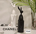 Abstract rabbit figurine in matte black and white, 12 inch