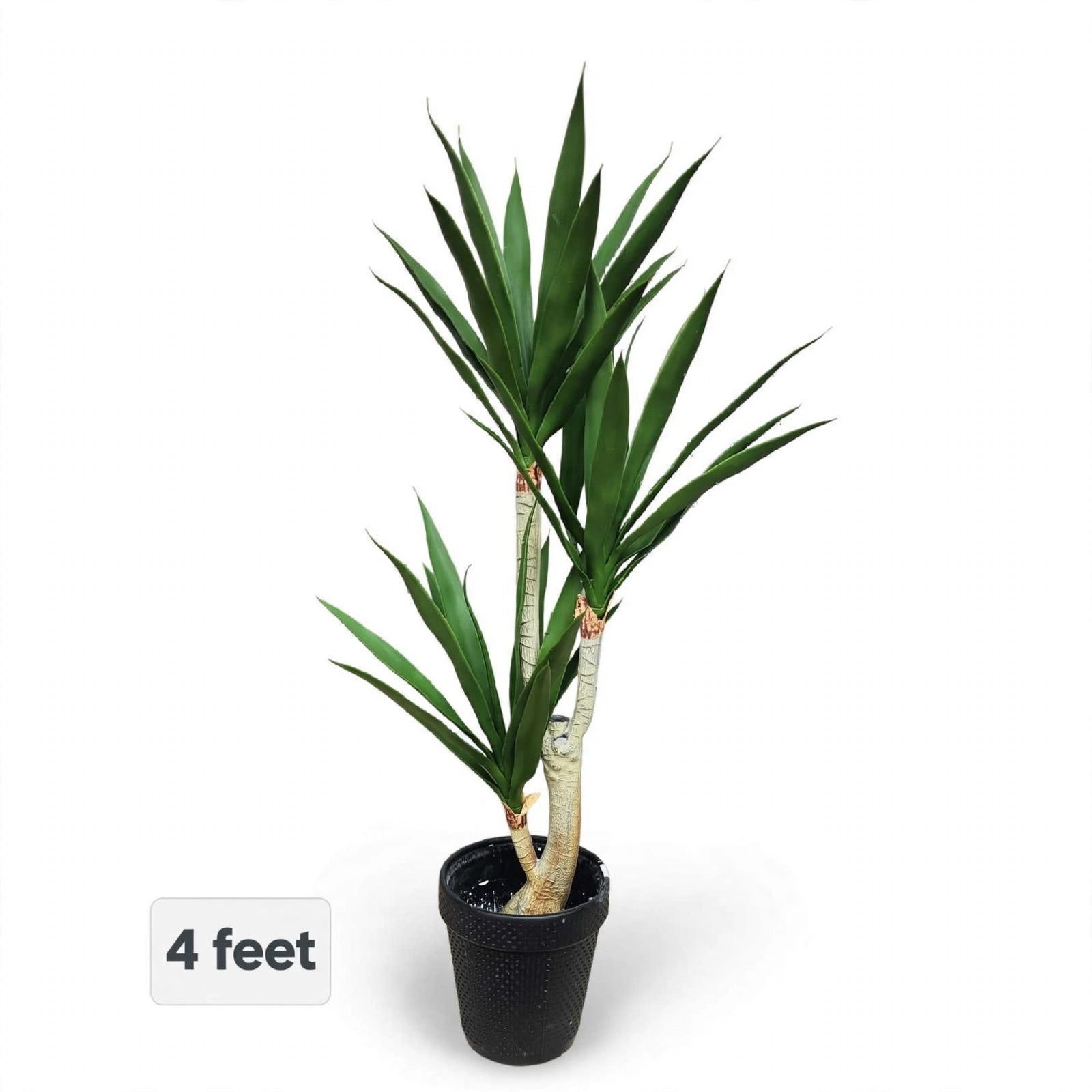 Artificial Yucca Plant – 4 Feet Tall | Black Pot | Faux Indoor Decorative Plant