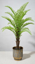 50 inch artificial fern plant in textured brass pot