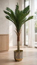 60-inch artificial palm tree in decorative brass pot – plant only listing