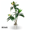 Artificial Plumeria Flowering Plant – 45 Inch Tall | White Pot | Faux Frangipani Decorative Plant