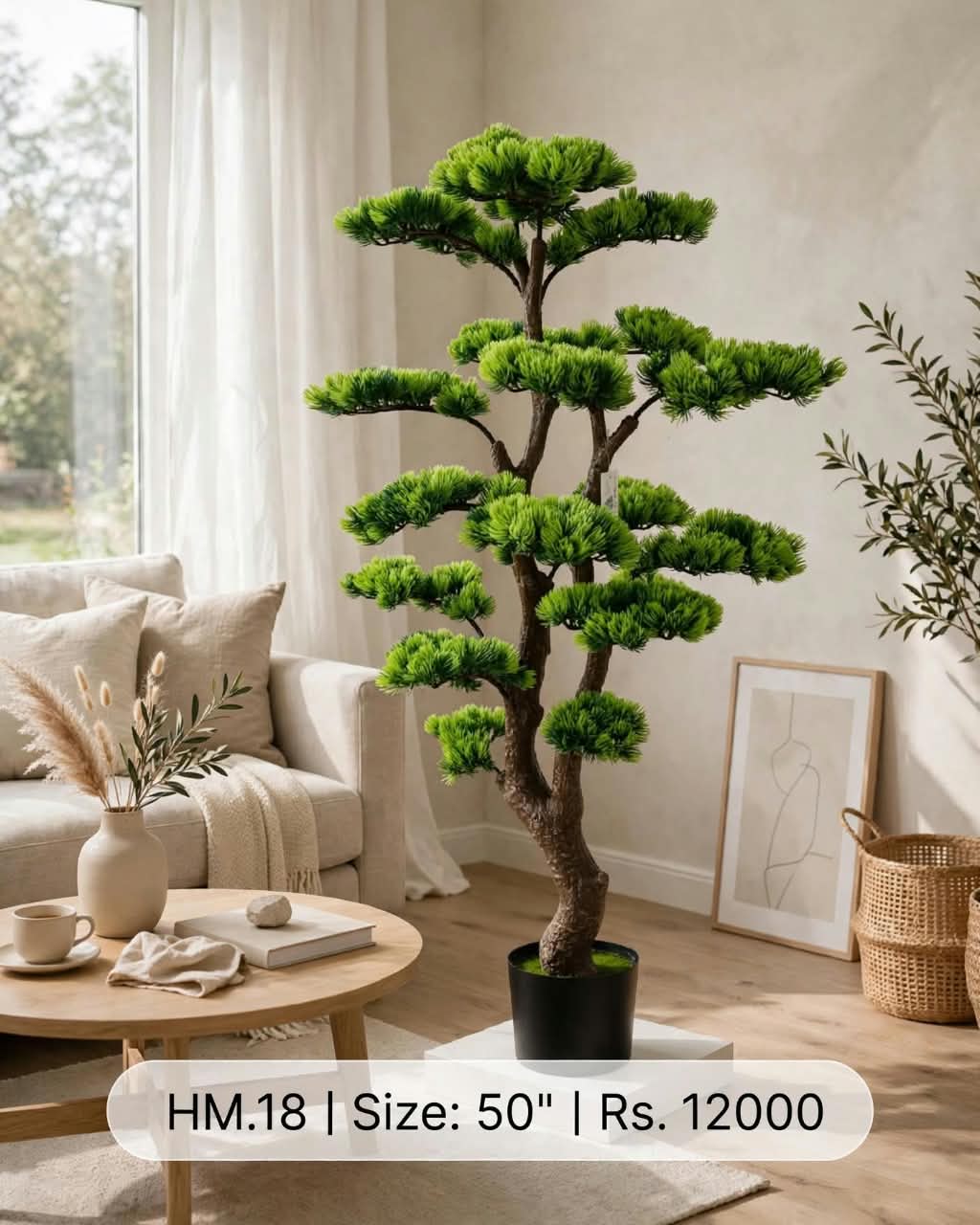Artificial Bonsai Tree 50 inch HM.18 in a modern living room