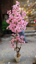 Artificial pink blossom bonsai tree 69 inch in white pot