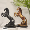 Rearing horse figurine 10.5 inch in matte black and antique bronze finish