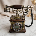 Vintage Push-Button Telephone with Ornate Brass Base | Antique Style Desk Phone